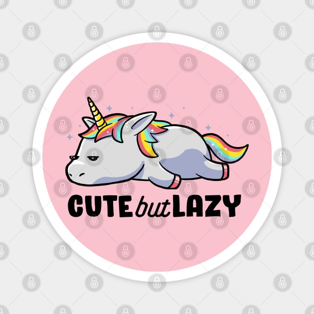 Cute But Lazy Funny Unicorn Gift Magnet by eduely